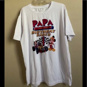 PAPA OF THE BIRTHDAY RACER MICKEY MOUSE T-SHIRT XL
